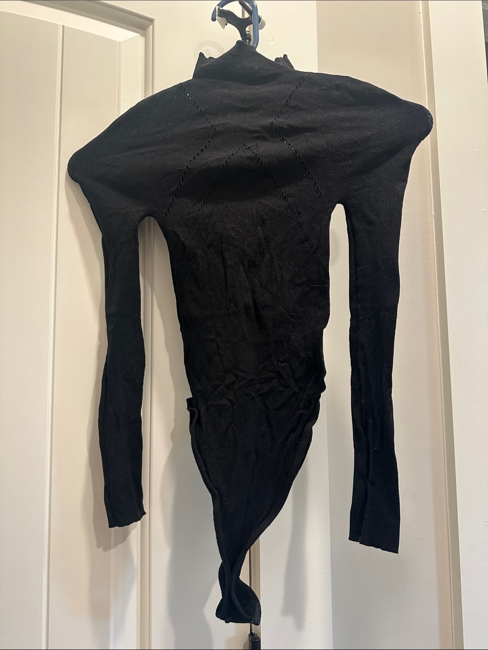 Black Long-Sleeve Knit Bodysuit